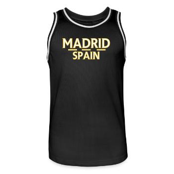 Madrid – Spain - Men's Basketball Jersey - black/white - Front - AI Model Male 185 dark (185cm)