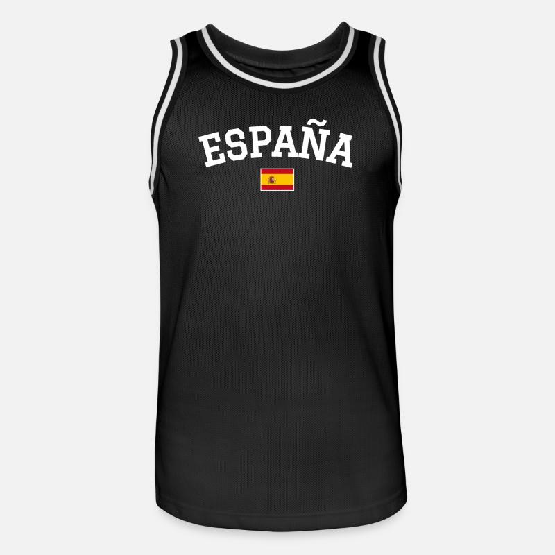 Drapeau espagnol Dessin blanc - Maillot de basket Homme - noir/blanc