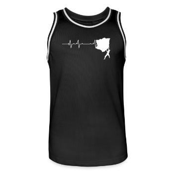 Climber on a Heartbeat Trail - Men's Basketball Jersey - black/white - Front - AI Model Male 185 dark (185cm)