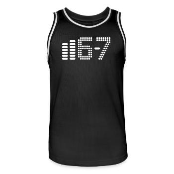 67 - Männer Basketball-Trikot - Schwarz/Weiß - Vorne - AI Model Male 185 dark (185cm)