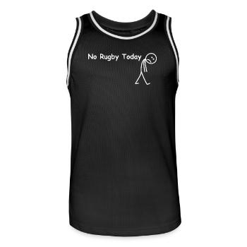 Pas de rugby aujourd’hui – joueur de rugby drôle - Maillot de basket Homme - noir/blanc - Devant - AI Model Male 185 dark (185cm)