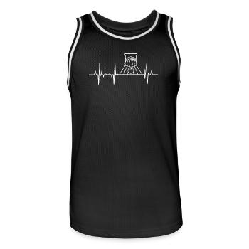 Battement de cœur au bowling - Maillot de basket Homme - noir/blanc - Devant - AI Model Male 185 dark (185cm)