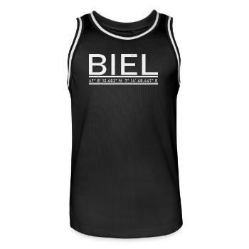 Biel Koordinaten - Männer Basketball-Trikot - Schwarz/Weiß - Vorne - AI Model Male 185 dark (185cm)