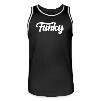 Funky music logo - Men's Basketball Jersey - black/white - Front - AI Model Male 185 dark (185cm)