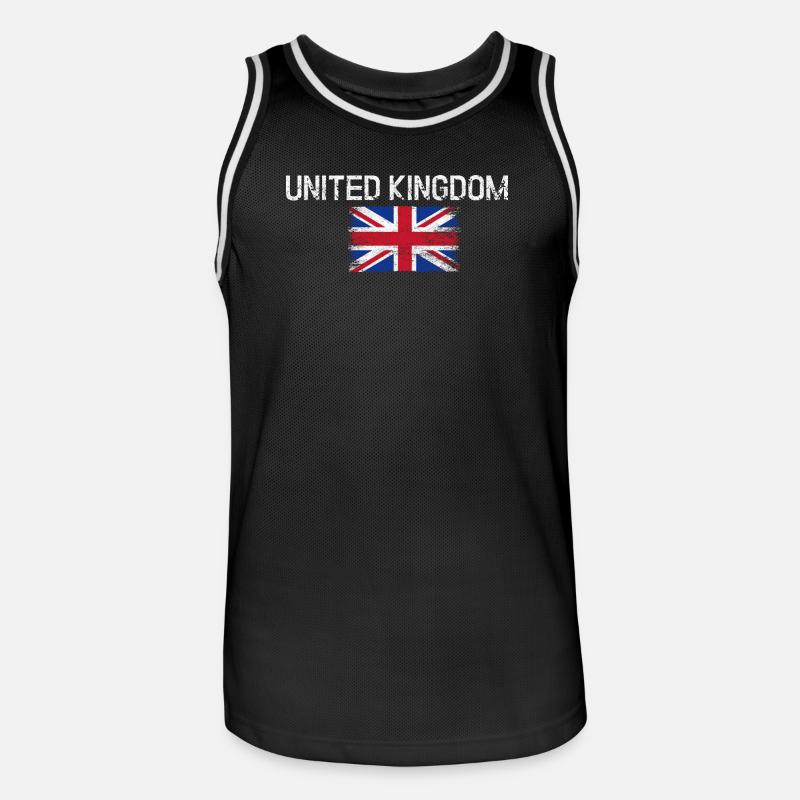 Impression du drapeau vieilli du Royaume-Uni - Maillot de basket Homme - noir/blanc