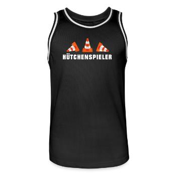 Hütchenspieler - Straßenbau (1) - Männer Basketball-Trikot - Schwarz/Weiß - Vorne - AI Model Male 185 dark (185cm)