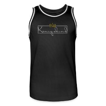 Koenigskind - weiß mit goldener Krone - Männer Basketball-Trikot - Schwarz/Weiß - Vorne - AI Model Male 185 dark (185cm)