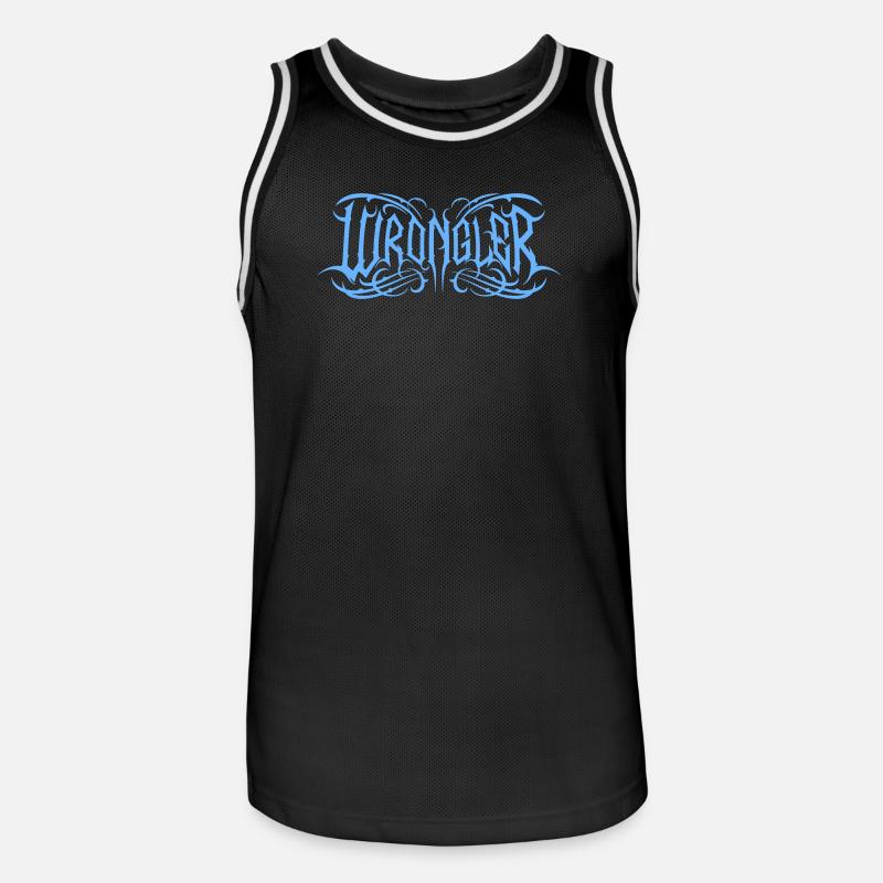 Logo Wrongler bleu - Maillot de basket Homme - noir/blanc