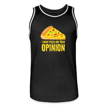 I want Pizza - not your opinion - Männer Basketball-Trikot - Schwarz/Weiß - Vorne - AI Model Male 185 dark (185cm)