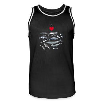 Les baleines aiment - J'adore les baleines - Baleines - Maillot de basket Homme - noir/blanc - Devant - AI Model Male 185 dark (185cm)