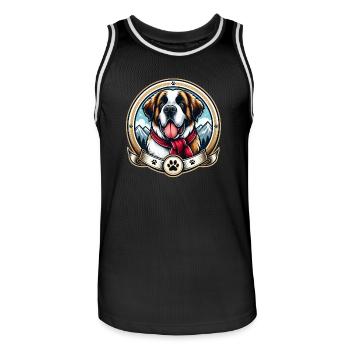 Logo du chien de Saint-Bernard - Maillot de basket Homme - noir/blanc - Devant - AI Model Male 185 dark (185cm)