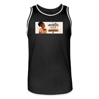 Accepter de ne pas tout maîtriser - Maillot de basket Homme - noir/blanc - Devant - AI Model Male 185 dark (185cm)