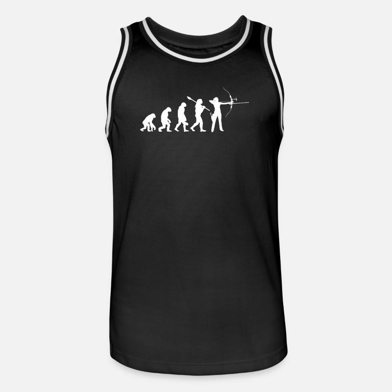 Evolution der Bogenschießfrau Bogenjägerin Sportgeschenk - Männer Basketball-Trikot - Schwarz/Weiß