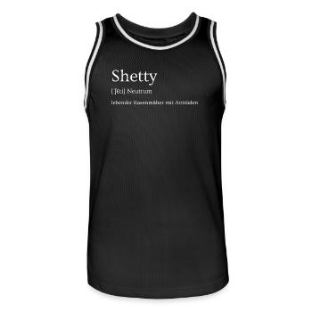 Shetty - lebender Rasenmäher mit Attitüden - Männer Basketball-Trikot - Schwarz/Weiß - Vorne - AI Model Male 185 dark (185cm)