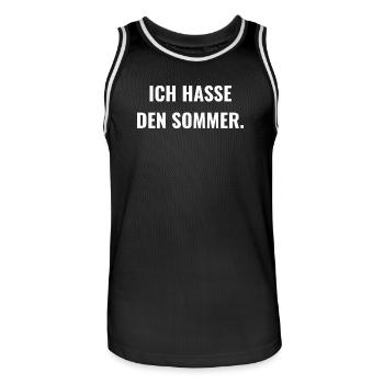 Ich hasse den Sommer. - Männer Basketball-Trikot - Schwarz/Weiß - Vorne - AI Model Male 185 dark (185cm)