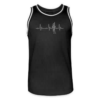 Battement de coeur de trompette avec battement de coeur de joueur de trompette - Maillot de basket Homme - noir/blanc - Devant - AI Model Male 185 dark (185cm)