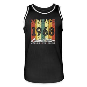 Cadeau D'anniversaire Vintage 1968 Edition limitée - Maillot de basket Homme - noir/blanc - Devant - AI Model Male 185 dark (185cm)