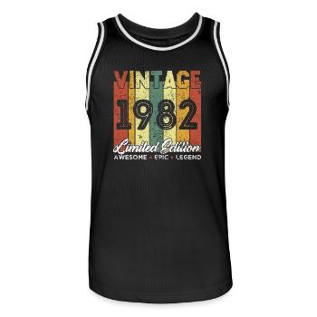 Cadeau D'anniversaire Vintage 1982 Edition limitée - Maillot de basket Homme - noir/blanc - Devant - AI Model Male 185 dark (185cm)