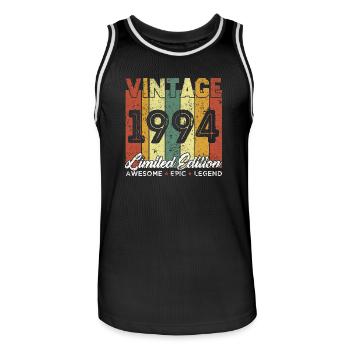 Cadeau D'anniversaire Vintage 1994 Edition limitée - Maillot de basket Homme - noir/blanc - Devant - AI Model Male 185 dark (185cm)