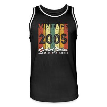 Vintage 2005 Limited Edition Geburtstagsgeschenk - Männer Basketball-Trikot - Schwarz/Weiß - Vorne - AI Model Male 185 dark (185cm)