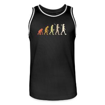 Évolution du tennis - Cadeau pour joueuse de tennis minimaliste - Maillot de basket Homme - noir/blanc - Devant - AI Model Male 185 dark (185cm)