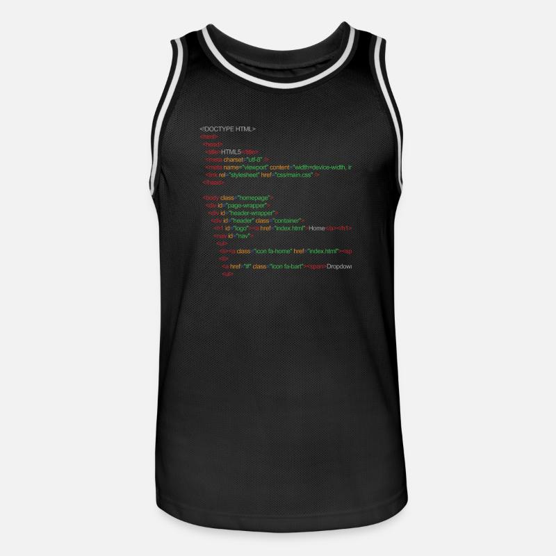 Code HTML5 - Maillot de basket Homme - noir/blanc