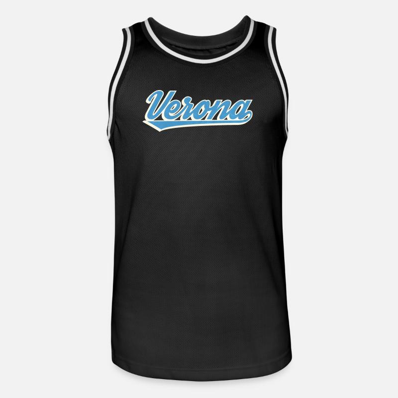 Logo Vérone Blue Script - Maillot de basket Homme - noir/blanc