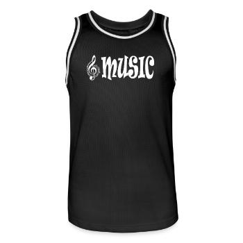 Musique - Style typographique classique rétro - Maillot de basket Homme - noir/blanc - Devant - AI Model Male 185 dark (185cm)