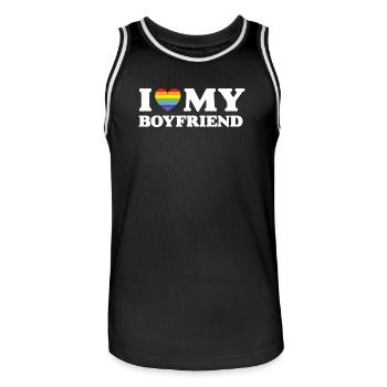 J’aime mon petit ami - LGBTQ - Maillot de basket Homme - noir/blanc - Devant - AI Model Male 185 dark (185cm)
