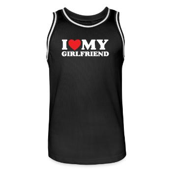 Ich liebe meine Freundin - Männer Basketball-Trikot - Schwarz/Weiß - Vorne - AI Model Male 185 dark (185cm)