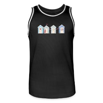 A day at the sea - Men's Basketball Jersey - black/white - Front - AI Model Male 185 dark (185cm)