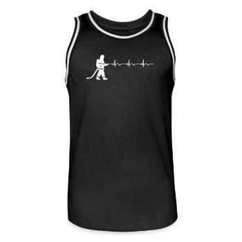 Firefighter Fire Brigade ECG Heartbeat - Men's Basketball Jersey - black/white - Front - AI Model Male 185 dark (185cm)