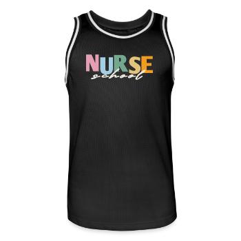 Retro Nurse School - Men's Basketball Jersey - black/white - Front - AI Model Male 185 dark (185cm)