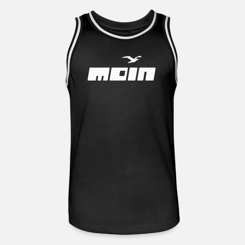 Modernes Moin | Möwe - Männer Basketball-Trikot - Schwarz/Weiß