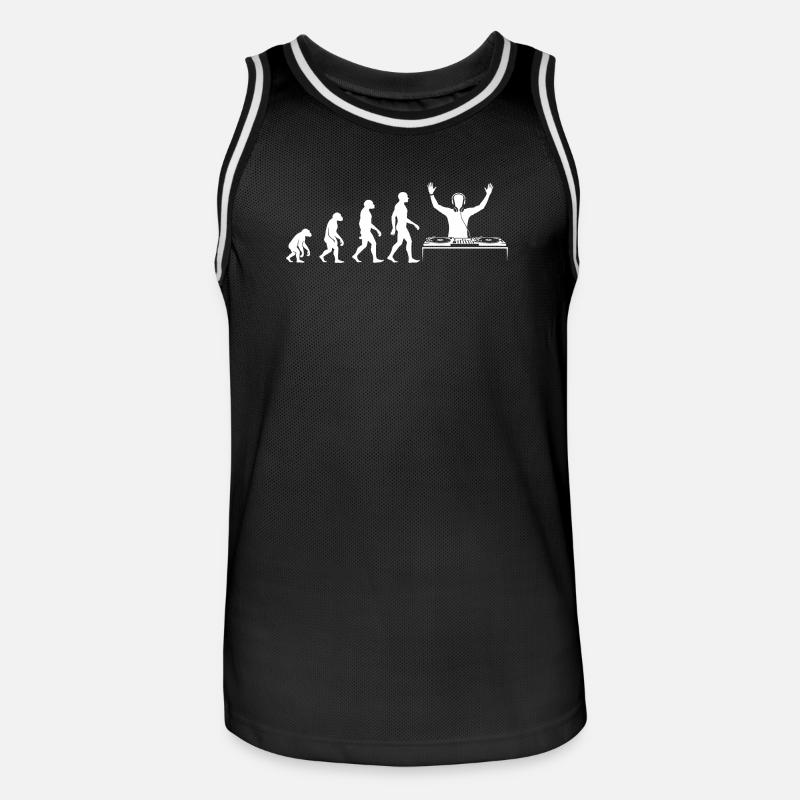 Evolution zum DJ mit Turntable - Männer Basketball-Trikot - Schwarz/Weiß