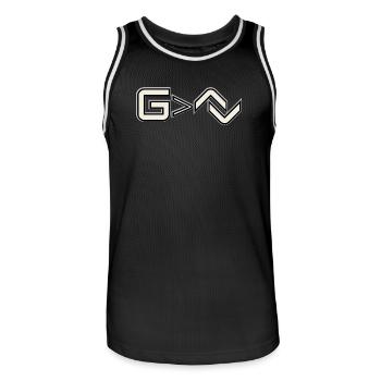 Gott ist größer Symbol | Minimal Faith - Männer Basketball-Trikot - Schwarz/Weiß - Vorne - AI Model Male 185 dark (185cm)