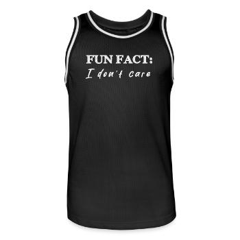 Fun fact: I don't care - funny gift idea doesn't matter - Men's Basketball Jersey - black/white - Front - AI Model Male 185 dark (185cm)