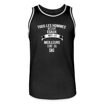 ski cadeau humour - Maillot de basket Homme - noir/blanc - Devant - AI Model Male 185 dark (185cm)