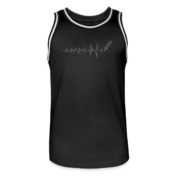 ECG Pencil Line Art - Men's Basketball Jersey - black/white - Front - AI Model Male 185 dark (185cm)