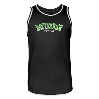 Rotterdam Fondé en 1985 - Maillot de basket Homme - noir/blanc - Devant - AI Model Male 185 dark (185cm)