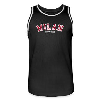 Milan Est. 1996 - Men's Basketball Jersey - black/white - Front - AI Model Male 185 dark (185cm)