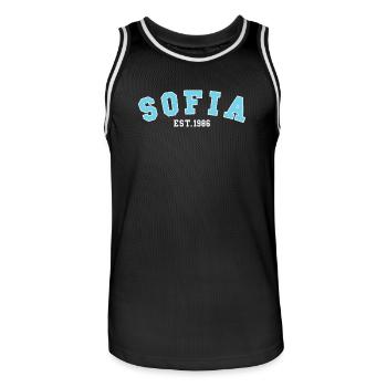 Sofia Est. 1986 - Men's Basketball Jersey - black/white - Front - AI Model Male 185 dark (185cm)