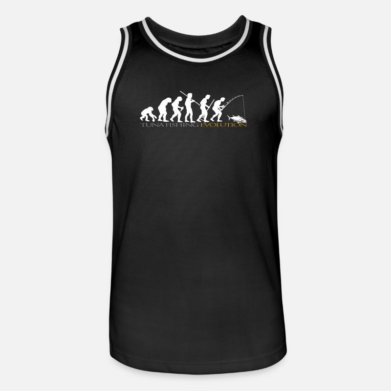 FISHING EVOLUTION (weiße Version) - Männer Basketball-Trikot - Schwarz/Weiß