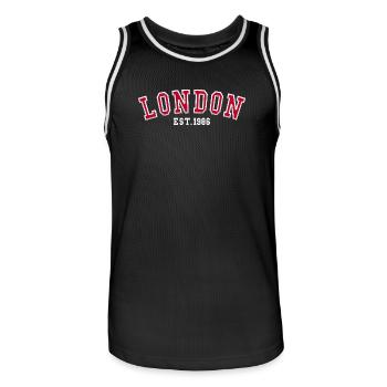 Londres Fondée en 1986 - Maillot de basket Homme - noir/blanc - Devant - AI Model Male 185 dark (185cm)