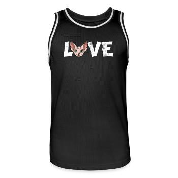 Sphynx Cat Love Haarlose Kätzchenkunst Katzenmama Papa - Männer Basketball-Trikot - Schwarz/Weiß - Vorne - AI Model Male 185 dark (185cm)