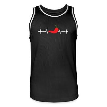 Pepperoni Heartbeat Chili ECG Cuisson - Maillot de basket Homme - noir/blanc - Devant - AI Model Male 185 dark (185cm)
