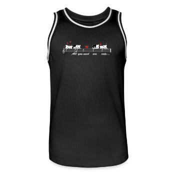 Singing cats with melody for dark clothing. - Men's Basketball Jersey - black/white - Front - AI Model Male 185 dark (185cm)