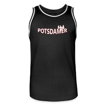 POTSDAMER - Männer Basketball-Trikot - Schwarz/Weiß - Vorne - AI Model Male 185 dark (185cm)