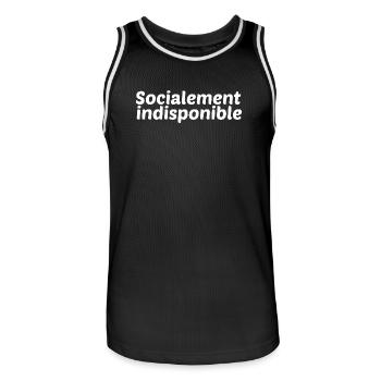 socialement indisponible - Maillot de basket Homme - noir/blanc - Devant - AI Model Male 185 dark (185cm)