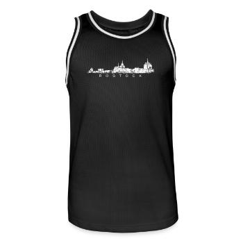 Rostock Skyline (Vintage Weiß) - Männer Basketball-Trikot - Schwarz/Weiß - Vorne - AI Model Male 185 dark (185cm)